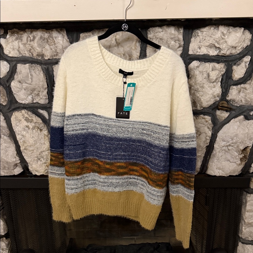 Fate Cream and Blue Striped Knitwear